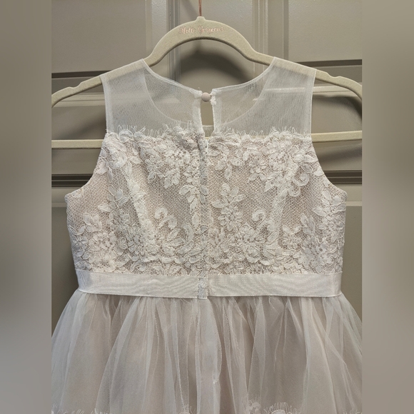 David's Bridal Banded Lace Illusion Formal Girls Dress/Gown Size 12 - Picture 13 of 17